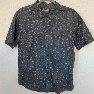 Retrofit Mens Medium Gray w/Paisley Short Sleeve Button Down